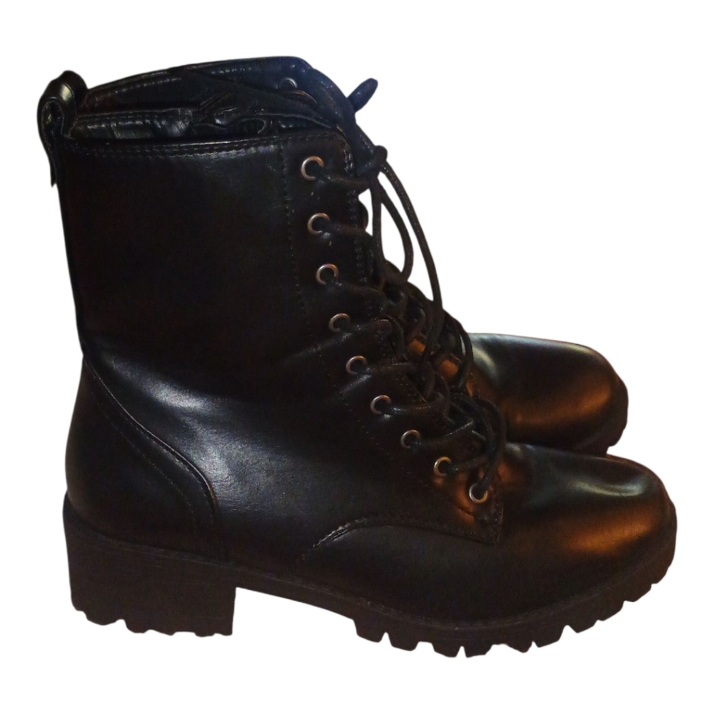Sugar New Black Lace-Up Combat Boots